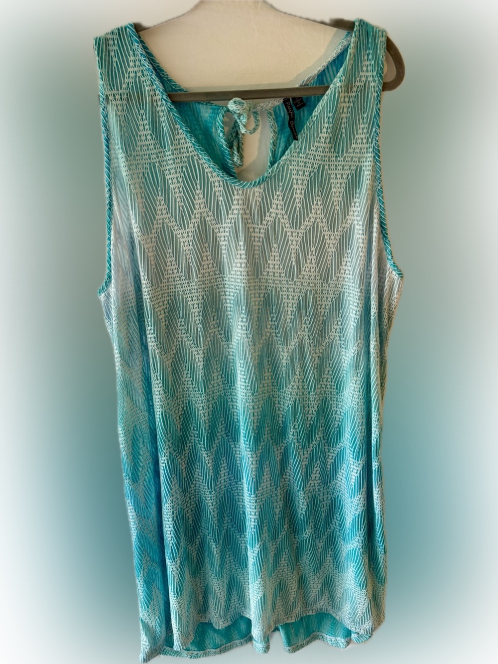 Pacific Beach Swim Cover-Up | Aqua Crochet Mesh | Size 3X